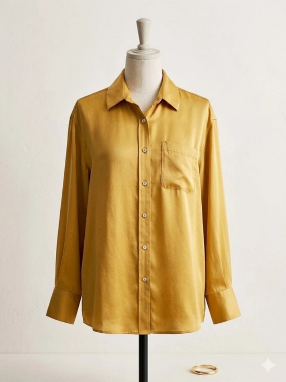 Zara Studio Button Down Shirt in Yellow Size Large